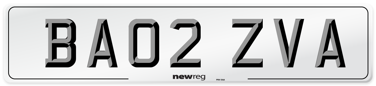 BA02 ZVA Number Plate from New Reg
